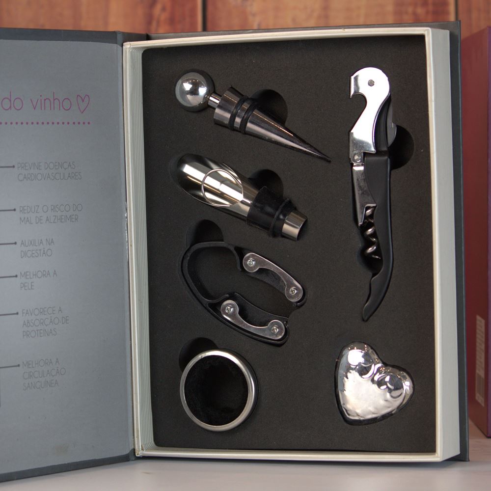 Kit com 5 Peças para Vinho Premium Wine - Jogo Da Vida